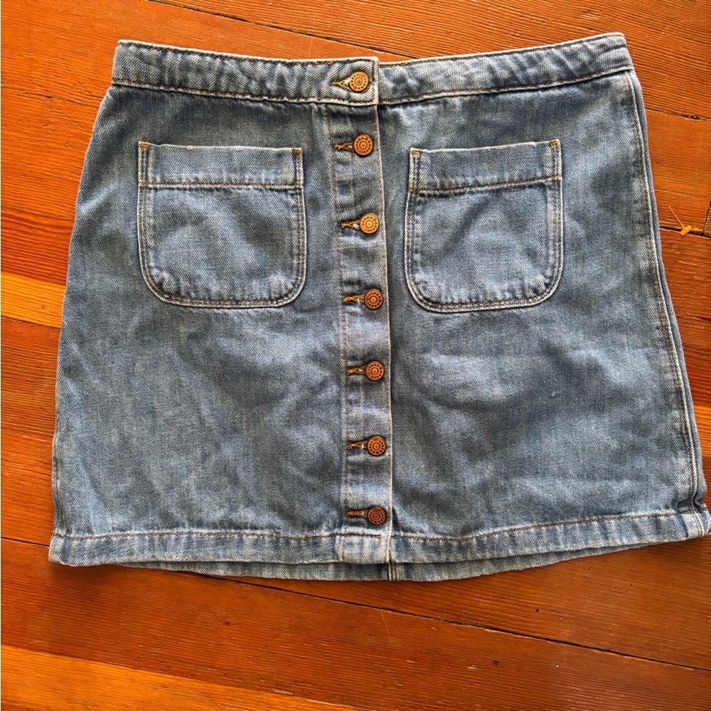Zara Blue Denim Mini Skirt with Button Detail